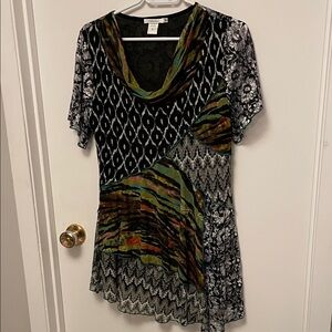 Feratelli Multicolour Patterned Short Sleeve Dress Size Large